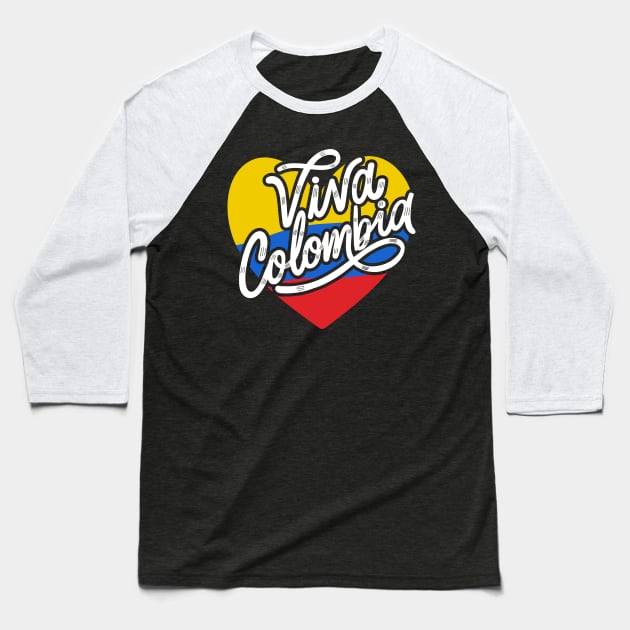 Viva Colombia - Corazón Baseball T-Shirt by verde